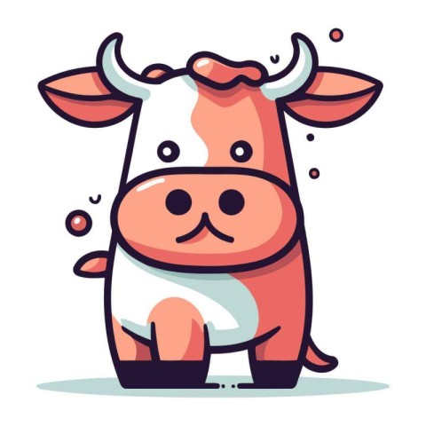 Cute cartoon cow. Vector illustration in a flat style. Isolated