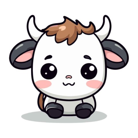 Cow cute character design. Vector illustration. Cute cartoon cow