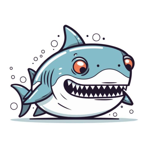 Cute cartoon shark with open mouth. Vector illustration isolated