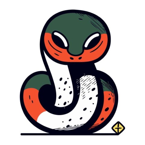 Cute snake on white background. Vector illustration in sketch st