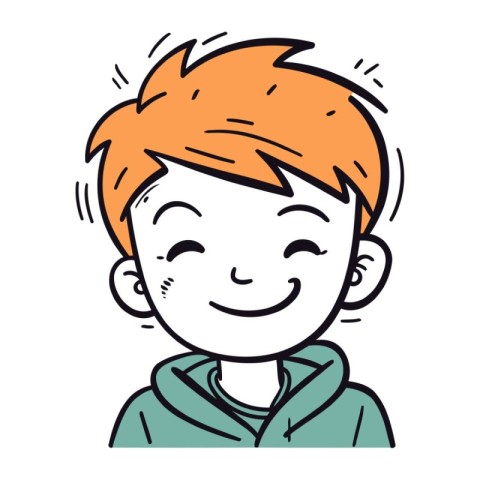 cute little boy with orange hair. vector illustration in doodle