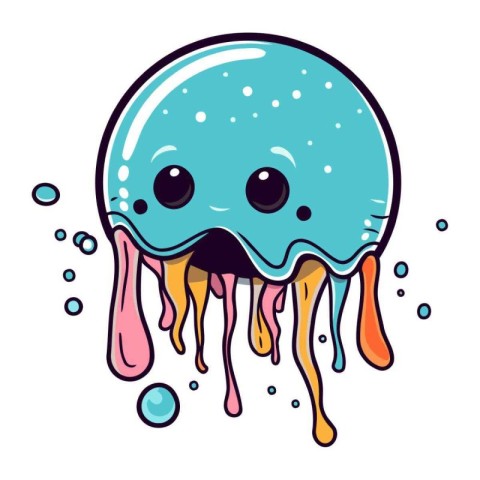 Illustration of a blue jellyfish with a splash of water.