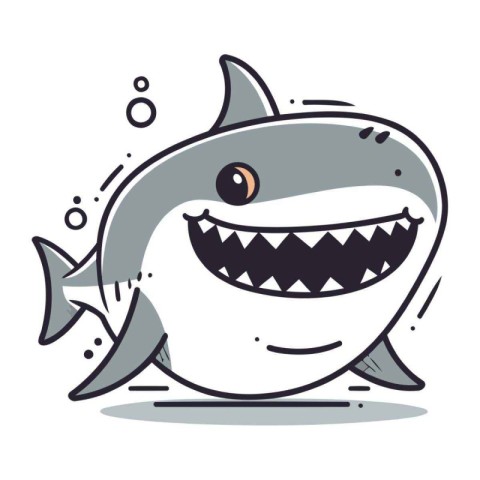 Shark cartoon character. Vector illustration of a funny shark wi