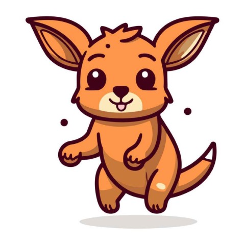 Cute cartoon kangaroo. Vector illustration in a flat style.