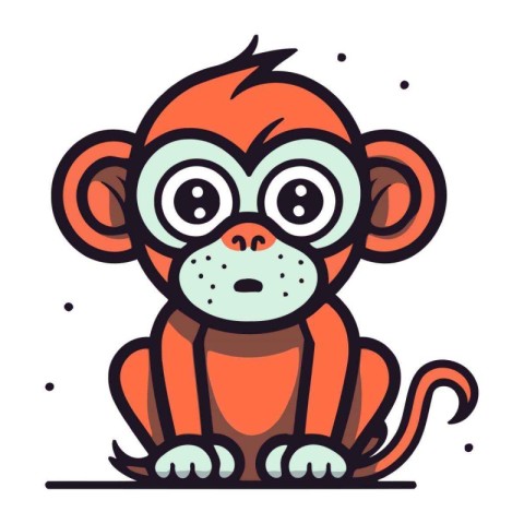 Cute cartoon monkey. Vector illustration isolated on a white bac