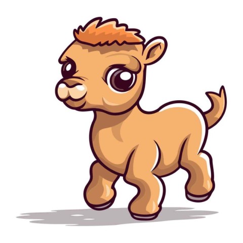 Cute cartoon alpaca on white background. Vector illustration.