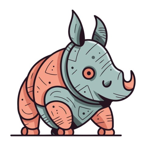 Cartoon rhinoceros. Vector illustration of a rhinoceros.