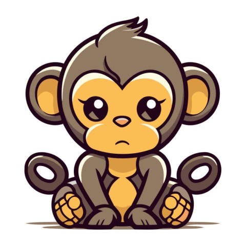 Cute Monkey Cartoon Mascot Character Vector Illustration EPS10