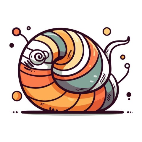 Snail icon in doodle style. Hand drawn vector illustration.