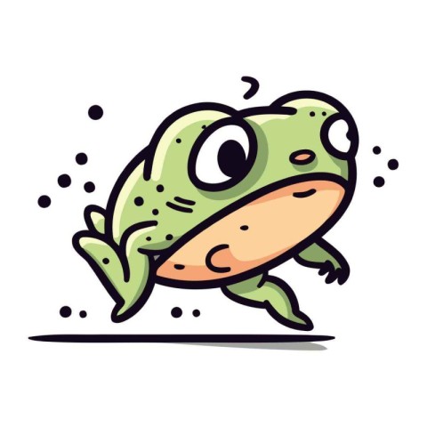 Cute cartoon frog. Vector illustration isolated on a white backg