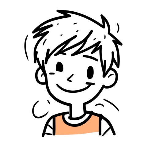 Illustration of a happy boy smiling and looking at the camera.