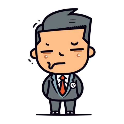 Sad Businessman   Cartoon Vector Illustration.