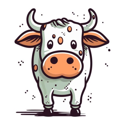 Cute cartoon cow. Farm animal. Vector illustration isolated on w