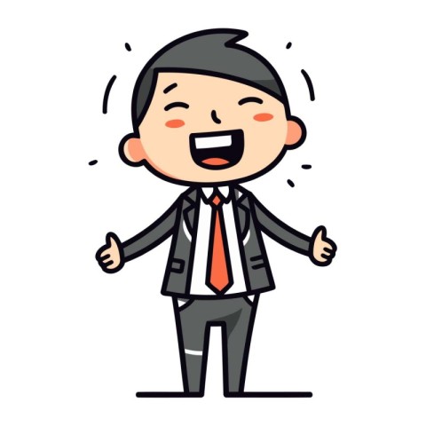 Businessman cartoon character with happy expression. Vector illu