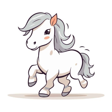 Cute cartoon pony. Vector illustration isolated on a white backg