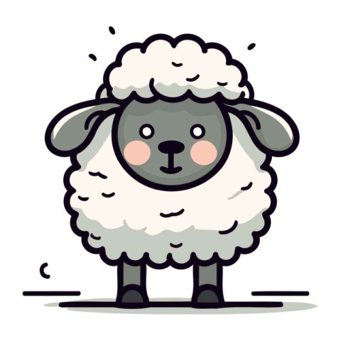 Sheep   Cute Cartoon Animal Character Vector Illustration