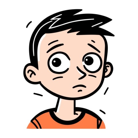 Scared boy with big eyes. Vector illustration in cartoon style.