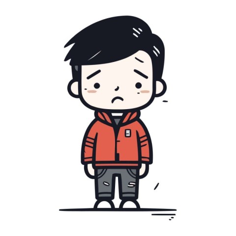 Sad boy cartoon character. Vector illustration of sad boy cartoo