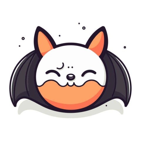 Cute cartoon bat. Vector illustration. Isolated on white backgro