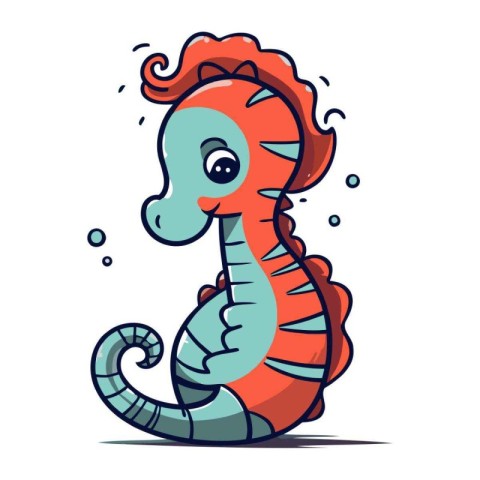 Cute cartoon seahorse. Vector illustration isolated on white bac