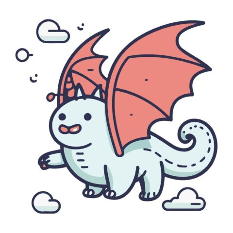 Cute cartoon dragon. Vector illustration of a cute little dragon