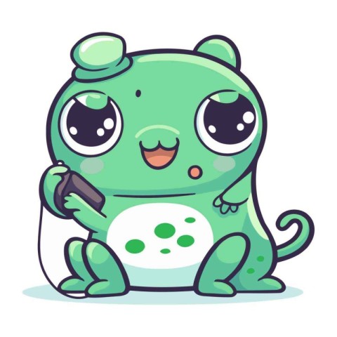 Cute cartoon frog. Vector illustration. Isolated on white backgr