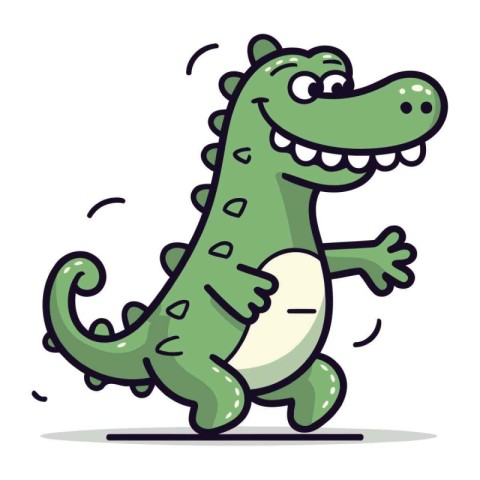 Crocodile running vector illustration. Cartoon crocodile charact