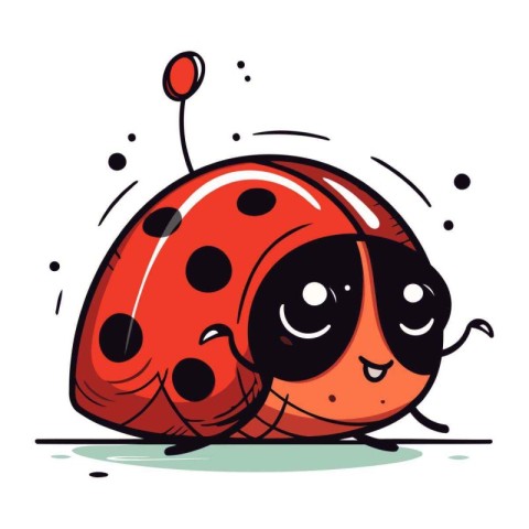 Cute cartoon ladybug. Vector illustration isolated on white back