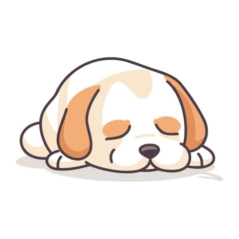 Cute cartoon dog sleeping. Isolated on white background. Vector