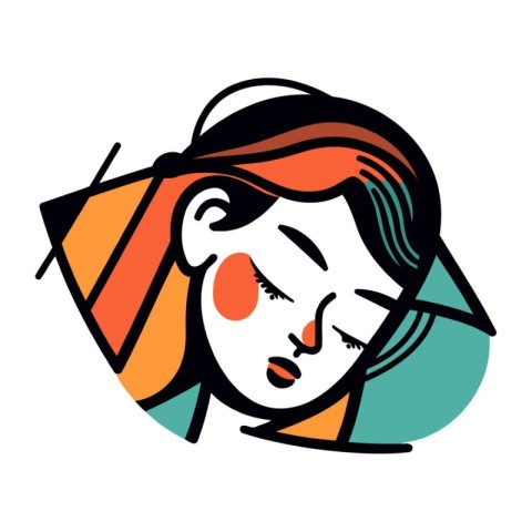 Vector illustration of a young woman with closed eyes. Cartoon s