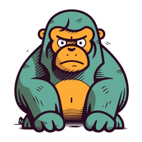 Cartoon Gorilla. Vector illustration of a Gorilla sitting.