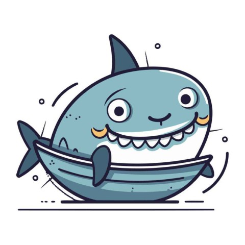 Cute cartoon shark. Vector illustration. Isolated on white backg