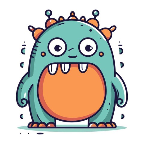 Funny cartoon monster. Vector illustration of cute monster chara