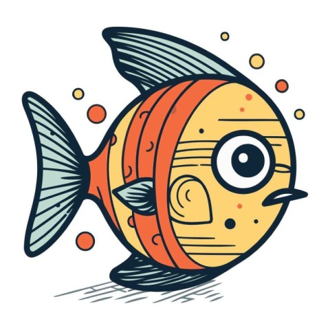 Cute cartoon fish. Vector illustration. Isolated on white backgr