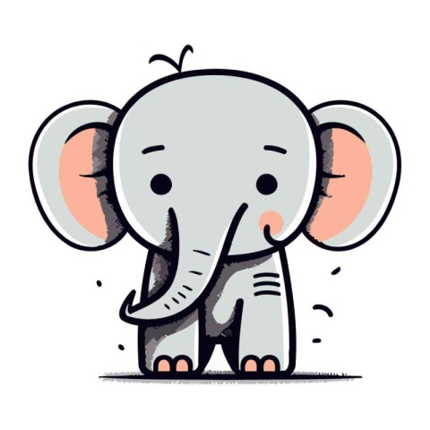 Cute cartoon elephant. Vector illustration isolated on a white b