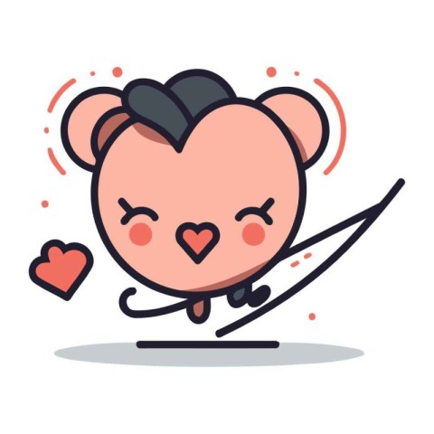 Cute kawaii mouse skier character. Vector illustration.