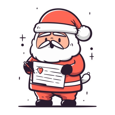 Santa Claus holding a letter. Merry Christmas and Happy New Year