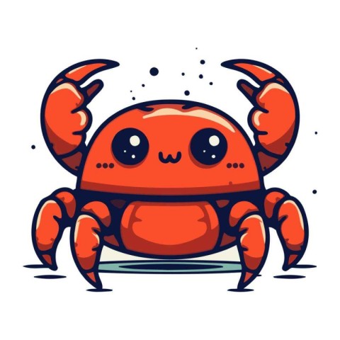 Cute cartoon crab. Vector illustration. Isolated on white backgr