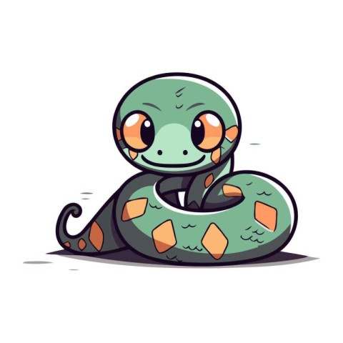 Cute cartoon snake. Vector illustration. Isolated on white backg