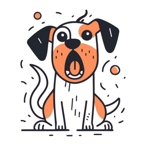 Cute cartoon dog. Vector illustration in doodle style.