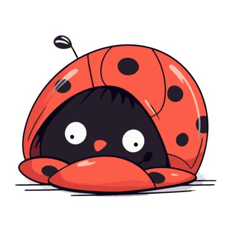 Cartoon ladybug isolated on white background. Cute vector illust