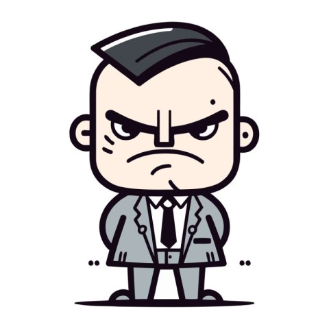 Angry Boss   Cartoon Businessman Vector Illustration