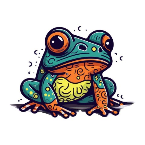 Cute cartoon frog. Vector illustration. Isolated on white backgr