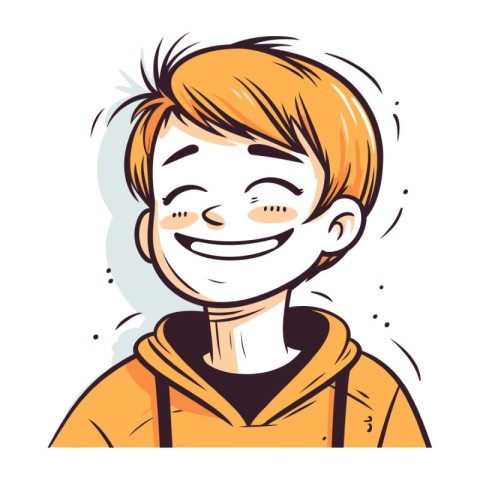 Vector illustration of a smiling boy with orange hair in a yello