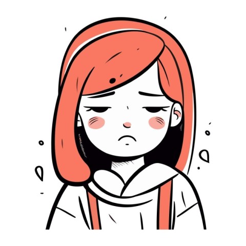 Crying girl cartoon character. Vector illustration in a flat sty