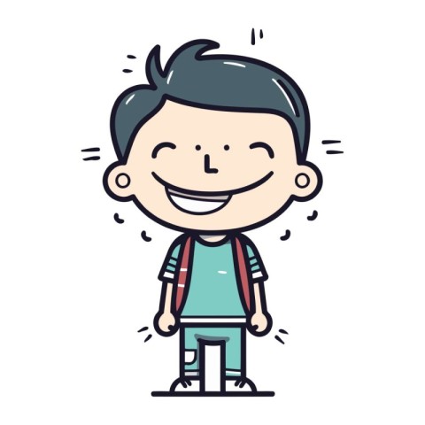 Smiling Cartoon Boy Vector Illustration. Cute Schoolboy Characte