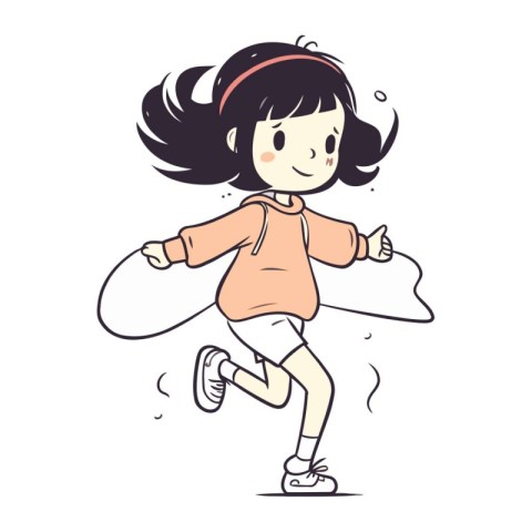 Little girl running. Vector illustration of a cute little girl r