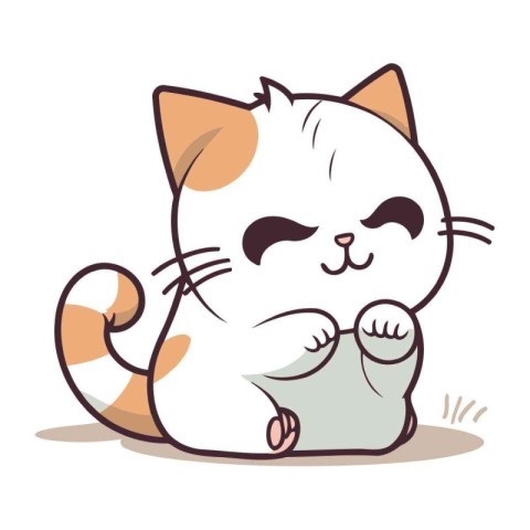 Cute cartoon cat holding a piece of paper. Vector illustration.