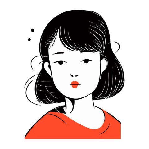 Vector illustration of a pretty young woman in a red t shirt.