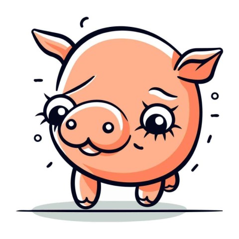 Cute piggy cartoon vector illustration. Cute funny piggy charact